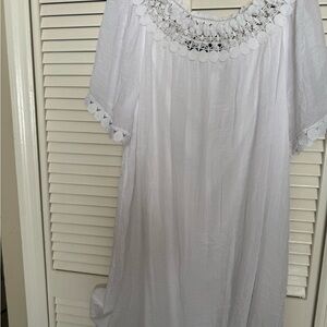 Elegant White Lace Trim Dress